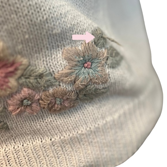 Vintage 80s Cottagecore Sweater M Granny Embroidery Fairy Balletcore Floral Twee - Picture 6 of 15